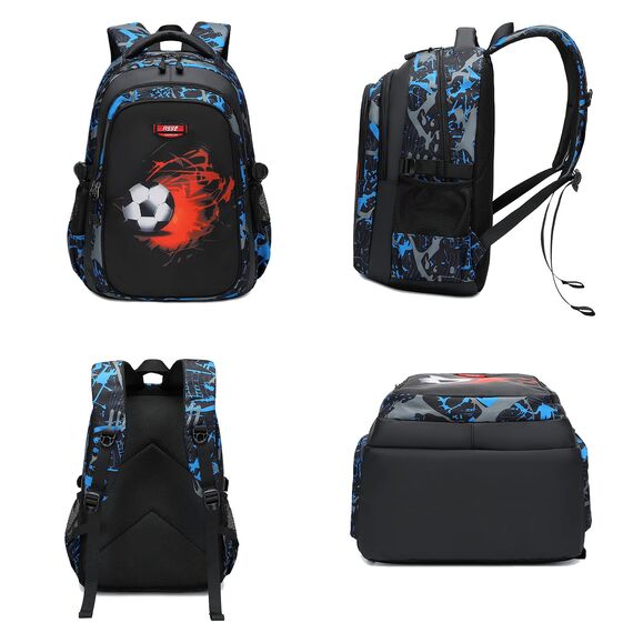 Asge Schulrucksack Jungen Teenager Schultaschen Mädchen Ranzen Ergonomischem Kinder Rucksäcke Fußball Druck Schulranzen für 8 10 14 Jahre School Bags for Boys Wasserdicht Schulranzen Groß für Schule
