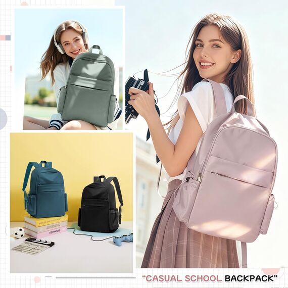 HYC00 Schulrucksack Damen Causal Travel Schultaschen 14 Zoll Laptop Daypack Bookbag für Teenager Mädchen Boys College-Rucksack Leichter Rucksack Wasserabweisend Bookbag Men Work Daypack,Schwarz