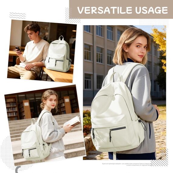 HYC00 Schulrucksack Teenager Mädchen Schultaschen Leichter Schultasche Mädchen Jungen Büchertasche School Backpack Girls College Rucksack Wasserdichter Laptop Rucksack Damen Casual Daypacks,Beige