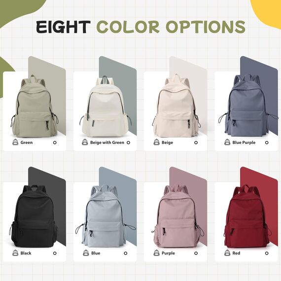 HYC00 Schulrucksack Damen, Causal Travel Schultaschen 14 Zoll Laptop Rucksack für Mädchen im Teenageralter Leichter Rucksack Wasserabweisend Bookbag College Boys Men Work Daypack,Grün