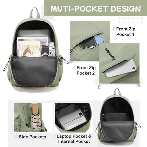 HYC00 Schulrucksack Teenager Mädchen Schultaschen Leichter Schultasche Mädchen Jungen Büchertasche School Backpack Girls College Rucksack Wasserdichter Laptop Rucksack Damen Casual Daypacks,Grün