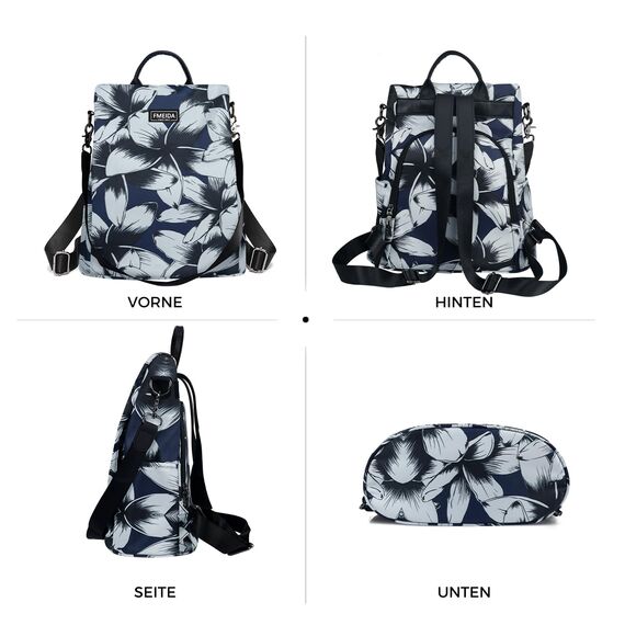 Fmeida Rucksack Damen Diebstahlsichere Tasche Cityrucksack Taschenrucksack 2 in 1 Casual Daypack Klein Stadtrucksack Tagesrucksack