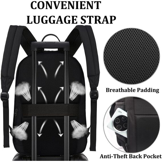 KEOFID Laptop Rucksack für Herren Damen, Großer Schulrucksack für Jungen, Mädchen und Teenager, Anti-Diebstahl Computer Ruck sack, 15,6 Zoll Laptop, Handgepäck Rucksack(Schwarz)