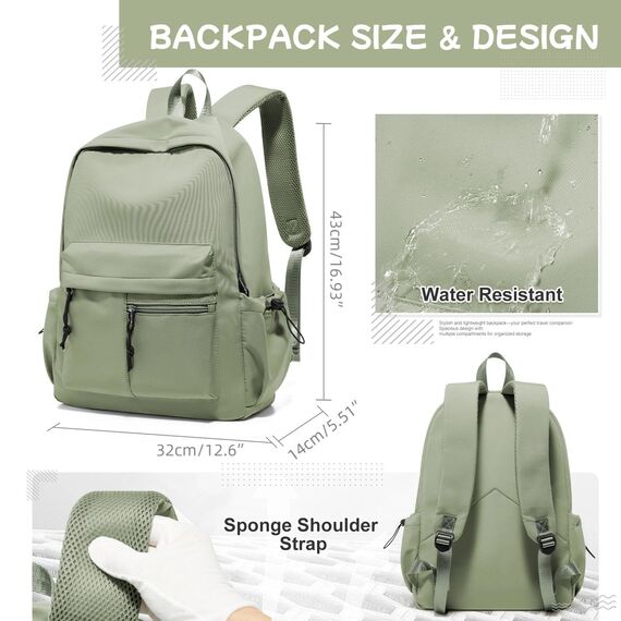 HYC00 Schulrucksack Teenager Mädchen Schultaschen Leichter Schultasche Mädchen Jungen Büchertasche School Backpack Girls College Rucksack Wasserdichter Laptop Rucksack Damen Casual Daypacks,Grün