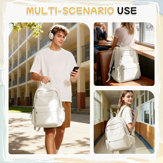 HYC00 Schulrucksack Teenager Mädchen Schultaschen Causal Daypacks Damen College Rucksack Leichter Rucksack Mädchen Teenager Schule Schultasche Wasserdicht Laptop Rucksack Damen 14 zoll Backpack,Beige