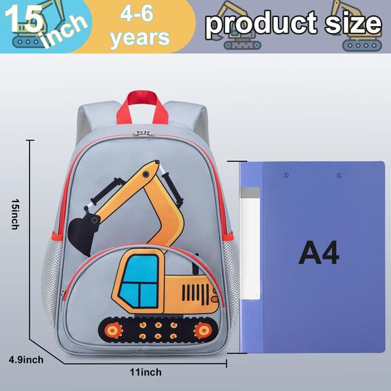 LOIDOU Kinderrucksack Jungen Kinder Rucksack Tagesrucksack Vorschulrucksack Kleinkind Kindergartentasche Schulrucksack für Schule die Kita (Hellgrau)