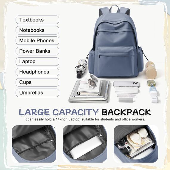 HYC00 Schulrucksack Teenager Mädchen Schultaschen Causal Daypacks Damen College Rucksack Leichter Rucksack Mädchen Teenager Schule Schultasche Wasserdicht Laptop Rucksack 14 zoll Backpack,Blau Lila