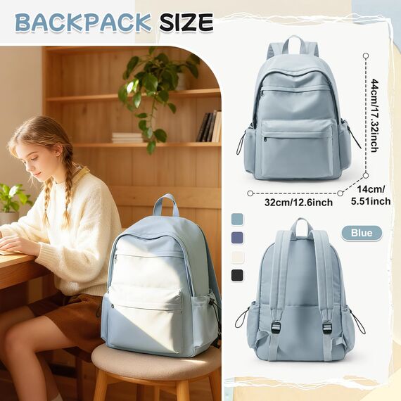 HYC00 Schulrucksack Teenager Mädchen Schultaschen Causal Daypacks Damen College Rucksack Leichter Rucksack Mädchen Teenager Schule Schultasche Wasserdicht Laptop Rucksack Damen 14 zoll Backpack,Blau