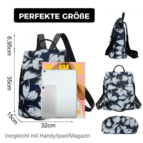 Fmeida Rucksack Damen Diebstahlsichere Tasche Cityrucksack Taschenrucksack 2 in 1 Casual Daypack Klein Stadtrucksack Tagesrucksack