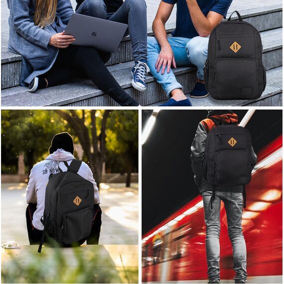 KEOFID Laptop Rucksack für Herren Damen, Großer Schulrucksack für Jungen, Mädchen und Teenager, Anti-Diebstahl Computer Ruck sack, 15,6 Zoll Laptop, Handgepäck Rucksack(Schwarz)
