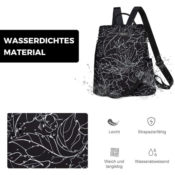 Fmeida Rucksack Damen Klein Diebstahlsicherer Handtasche Wasserdichte 2 in 1 Schultertasche Casual Daypack Klein Reiserucksack für Frauen Mädchen Linien Weiß