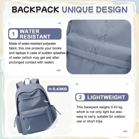 HYC00 Schulrucksack Teenager Mädchen Schultaschen Causal Daypacks Damen College Rucksack Leichter Rucksack Mädchen Teenager Schule Schultasche Wasserdicht Laptop Rucksack 14 zoll Backpack,Blau Lila