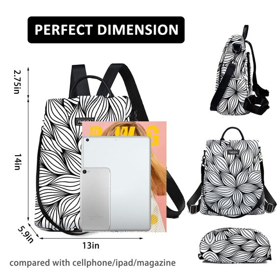Fmeida Kleiner Rucksack Damen Diebstahlsicher Rucksack Handtaschen Wasserdichte Schultertasche Casual Daypack Klein Reiserucksack Taschenrucksack 2 in 1 Cityrucksack für Frauen Mädchen