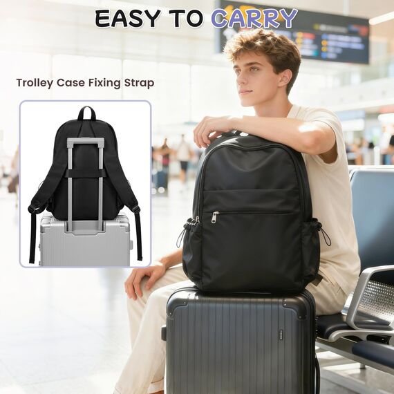 HYC00 Schulrucksack Damen Causal Travel Schultaschen 14 Zoll Laptop Daypack Bookbag für Teenager Mädchen Boys College-Rucksack Leichter Rucksack Wasserabweisend Bookbag Men Work Daypack,Schwarz