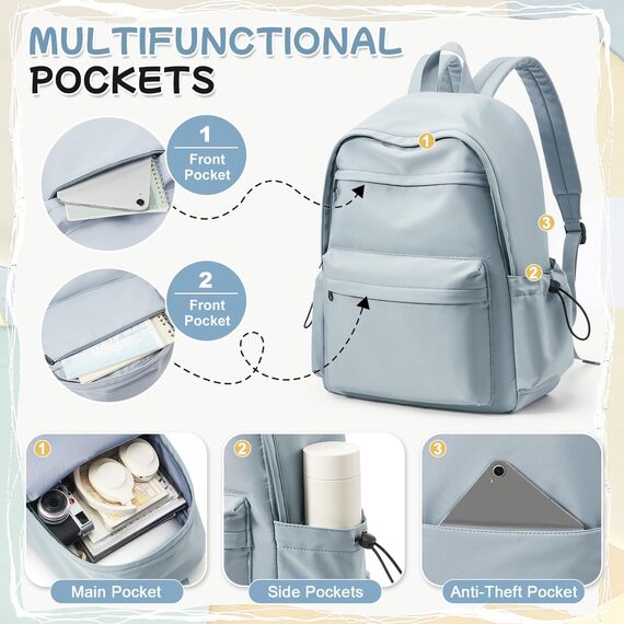 HYC00 Schulrucksack Teenager Mädchen Schultaschen Causal Daypacks Damen College Rucksack Leichter Rucksack Mädchen Teenager Schule Schultasche Wasserdicht Laptop Rucksack Damen 14 zoll Backpack,Blau