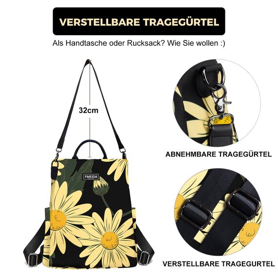 Fmeida Damen Rucksack Elegant Anti Diebstahl Taschenrucksack 2 in 1 Damen Rucksack Tasche Casual Daypack Kleiner Reiserucksack für Mädchen