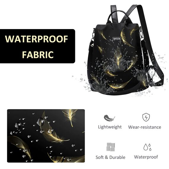 Fmeida Rucksack Damen diebstahlsicher Taschenrucksack 2 in 1 Nylon Handtaschen Wasserdichte Schultertasche Casual Daypack Klein Cityrucksack Reiserucksack für Frauen Mädchen Feder Gelb