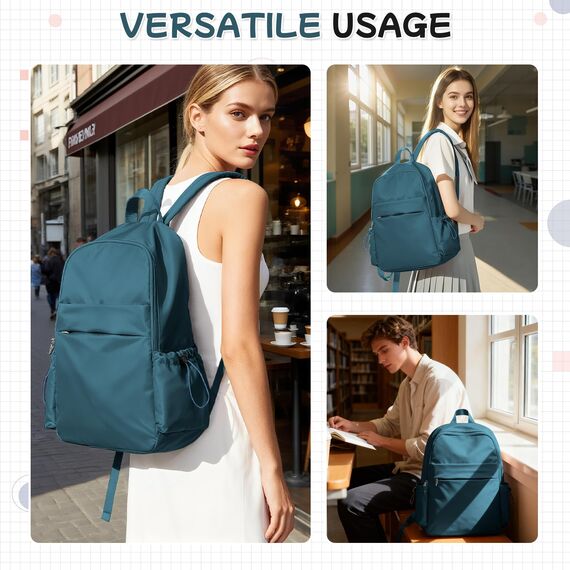 HYC00 Schulrucksack Damen Causal Travel Schultaschen 14 Zoll Laptop Daypack Bookbag für Teenager Mädchen Boys College-Rucksack Leichter Rucksack Wasserabweisend Bookbag Men Work Daypack,Pfauenblau