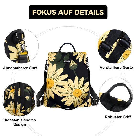 Fmeida Damen Rucksack Elegant Anti Diebstahl Taschenrucksack 2 in 1 Damen Rucksack Tasche Casual Daypack Kleiner Reiserucksack für Mädchen