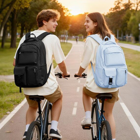 HYC00 Schulrucksack Mädchen Damen Schulranzen Schultasche Jungen Teenager Leichter Rucksack Schule Damen Casual Daypacks Travel Work Backpack Tagesrucksack College Bookbag Aesthetic School Bag,Blau