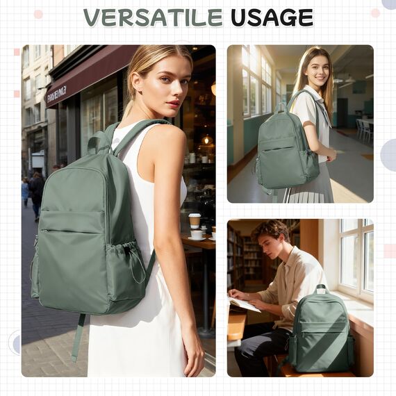 HYC00 Schulrucksack Damen Causal Travel Schultaschen 14 Zoll Laptop Daypack Bookbag für Teenager Mädchen Boys College-Rucksack Leichter Rucksack Wasserabweisend Bookbag Men Work Daypack,Grün