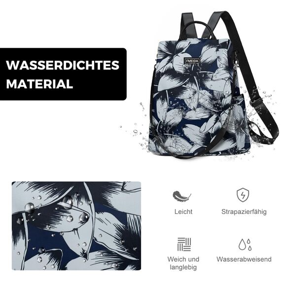 Fmeida Rucksack Damen Diebstahlsichere Tasche Cityrucksack Taschenrucksack 2 in 1 Casual Daypack Klein Stadtrucksack Tagesrucksack