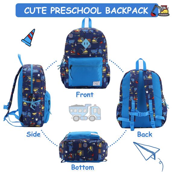 Kasgo Kinderrucksack Jungen, Niedlich Schulrucksack für 6-8 Jährige Mädchen Wasserabweisend Tagesrucksack Vorschulrucksack Kindergartentasche mit Brustgurt Automobil