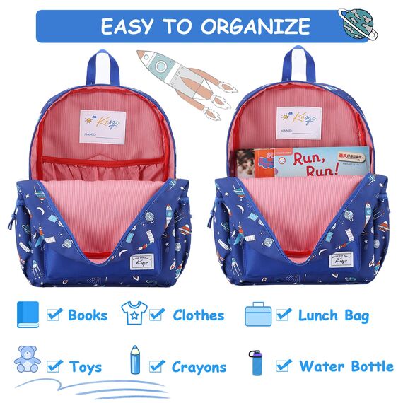 Kasgo Kinderrucksack Jungen, Niedlich Schulrucksack für 6-8 Jährige Mädchen Wasserabweisend Tagesrucksack Vorschulrucksack Kindergartentasche mit Brustgurt Rakete