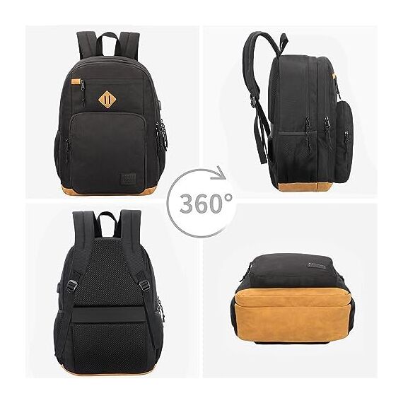 KEOFID Laptop Rucksack für Herren Damen, Großer Schulrucksack für Jungen, Mädchen und Teenager, Anti-Diebstahl Computer Rucksack, 15,6 Zoll Laptop, Handgepäck Rucksack(Schwarz19inches)