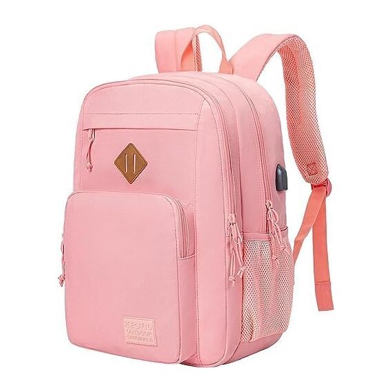 KEOFID Laptop Rucksack für Herren Damen, Großer Schulrucksack für Jungen, Mädchen und Teenager, Anti-Diebstahl Computer Rucksack, 15,6 Zoll Laptop, Handgepäck Rucksack(Rosa)