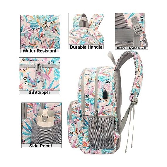 KEOFID Laptop Rucksack für Herren Damen, Großer Schulrucksack für Jungen, Mädchen und Teenager, Anti-Diebstahl Computer Rucksack, 15,6 Zoll Laptop, Handgepäck Rucksack(Blätter)