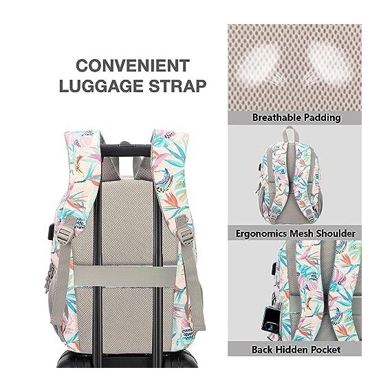 KEOFID Laptop Rucksack für Herren Damen, Großer Schulrucksack für Jungen, Mädchen und Teenager, Anti-Diebstahl Computer Rucksack, 15,6 Zoll Laptop, Handgepäck Rucksack(Blätter)