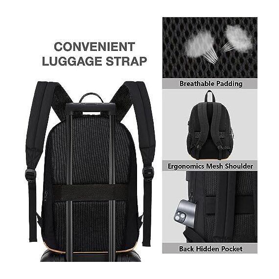 KEOFID Laptop Rucksack für Herren Damen, Großer Schulrucksack für Jungen, Mädchen und Teenager, Anti-Diebstahl Computer Rucksack, 15,6 Zoll Laptop, Handgepäck Rucksack(Schwarz19inches)