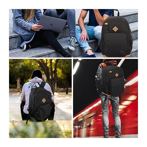 KEOFID Laptop Rucksack für Herren Damen, Großer Schulrucksack für Jungen, Mädchen und Teenager, Anti-Diebstahl Computer Rucksack, 15,6 Zoll Laptop, Handgepäck Rucksack(Schwarz19inches)