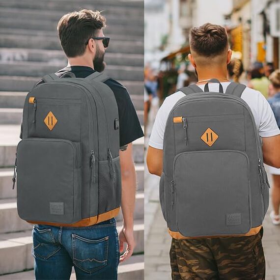 KEOFID Laptop Rucksack für Herren Damen, Großer Schulrucksack für Jungen, Mädchen und Teenager, Anti-Diebstahl Computer Rucksack, 15,6 Zoll Laptop, Handgepäck Rucksack(Grau19inches)