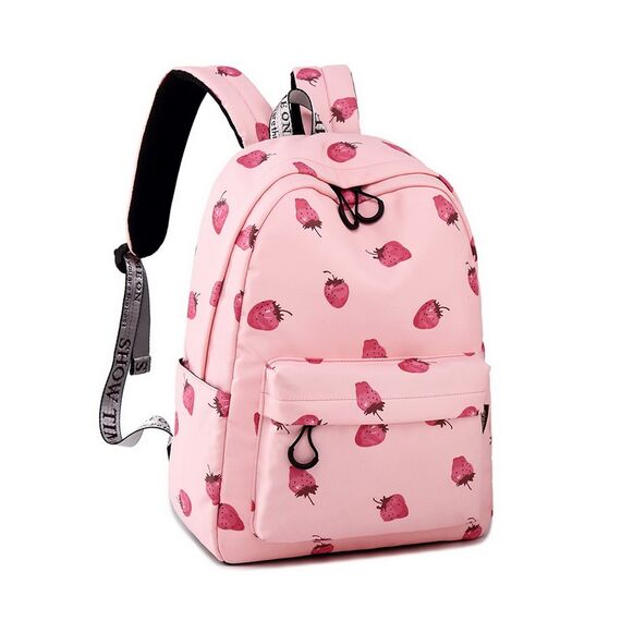 Joymoze Klassischer Einfarbiger Wasserdichter Schulrucksack für Teenager Retro Freizeit Rucksack (Erdbeere)