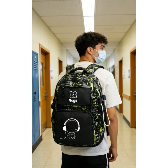 Asge Rucksack Jungen Schulrucksack Teenager Jugendliche Coole Schule Daypacks Kinder Reflektierender Schultasche Outdoor Camping Groß Schulranzen Wasserdicht Ranzen Schultertaschen set