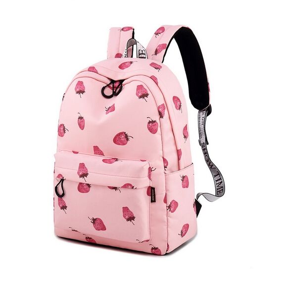 Joymoze Klassischer Einfarbiger Wasserdichter Schulrucksack für Teenager Retro Freizeit Rucksack (Erdbeere)