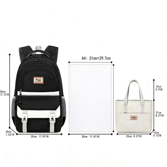 Asge Schulrucksack für Mädchen 7-13 Jahre, wasserdichte Schultasche mit ergonomischem Rücken, atmungsaktiv, rückenschonend, inklusive Handtasche für Teenager