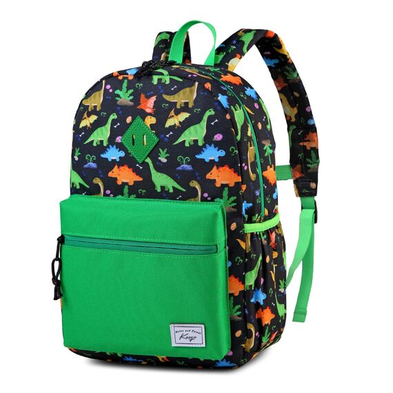 Kasgo Kinderrucksack Jungen, Niedlich Schulrucksack für 6-8 Jährige Mädchen Wasserabweisend Tagesrucksack Vorschulrucksack Kindergartentasche mit Brustgurt Dinosaurier Schwarz