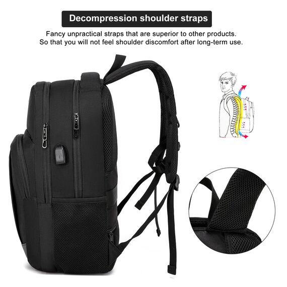 YIORMIOR Schulrucksack Jungen Mädchen Teenager, Rucksack Herren Damen Laptop Rucksack Daypacks für 15.6 Zoll Laptop Business Rucksack mit USB Ladeanschluss 35L