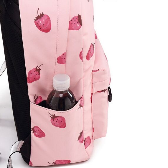 Joymoze Klassischer Einfarbiger Wasserdichter Schulrucksack für Teenager Retro Freizeit Rucksack (Erdbeere)