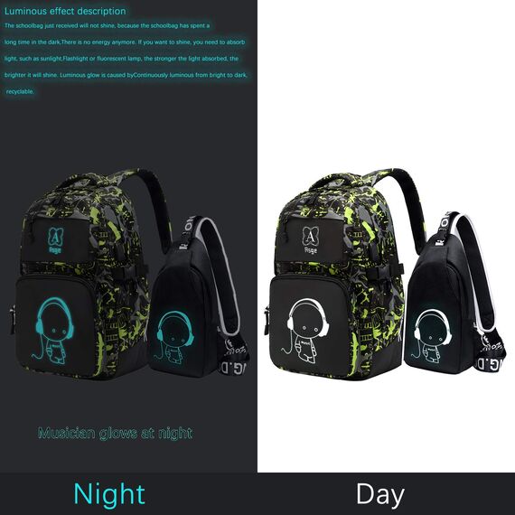 Asge Rucksack Jungen Schulrucksack Teenager Jugendliche Coole Schule Daypacks Kinder Reflektierender Schultasche Outdoor Camping Groß Schulranzen Wasserdicht Ranzen Schultertaschen set