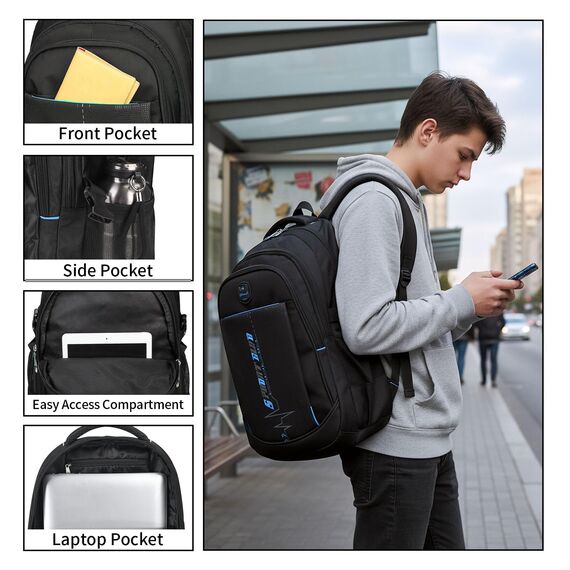 SIVENKE Rucksack Schulrucksack Jungen Teenager Schultasche Schulranzen Laptop Bag Multifunktionale Tagesrucksack Wasserabweisend Bookbag Backpack Kinderrucksack für Schule Reisen