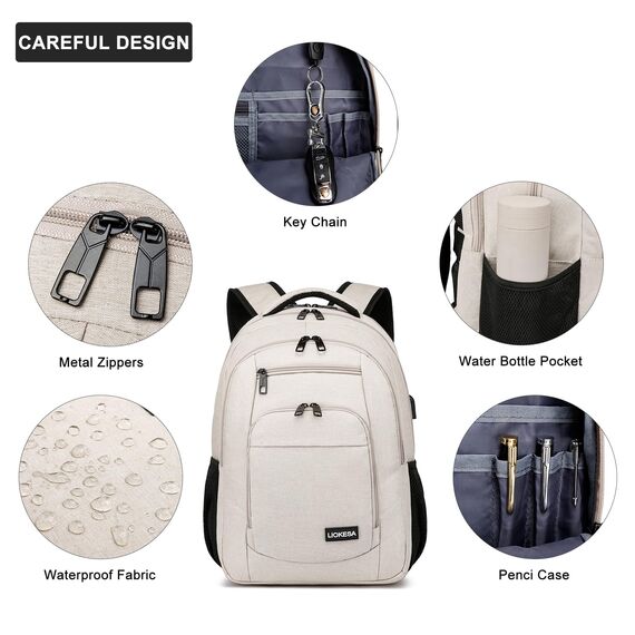 Liokesa Schulrucksäcke, beige, 40 cm