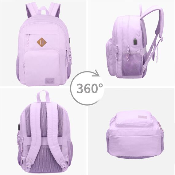 KEOFID Laptop Rucksack für Herren Damen, Großer Schulrucksack für Jungen, Mädchen und Teenager, Anti-Diebstahl Computer Rucksack, 15,6 Zoll Laptop, Handgepäck Rucksack(Lila)