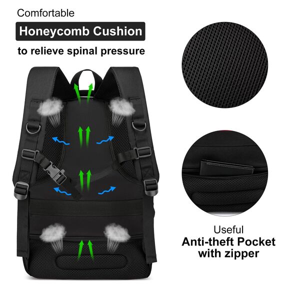 YIORMIOR Schulrucksack Jungen Mädchen Teenager, Rucksack Herren Damen Laptop Rucksack Daypacks für 15.6 Zoll Laptop Business Rucksack mit USB Ladeanschluss 35L