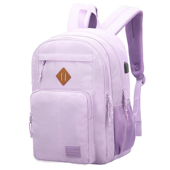 KEOFID Laptop Rucksack für Herren Damen, Großer Schulrucksack für Jungen, Mädchen und Teenager, Anti-Diebstahl Computer Rucksack, 15,6 Zoll Laptop, Handgepäck Rucksack(Lila)