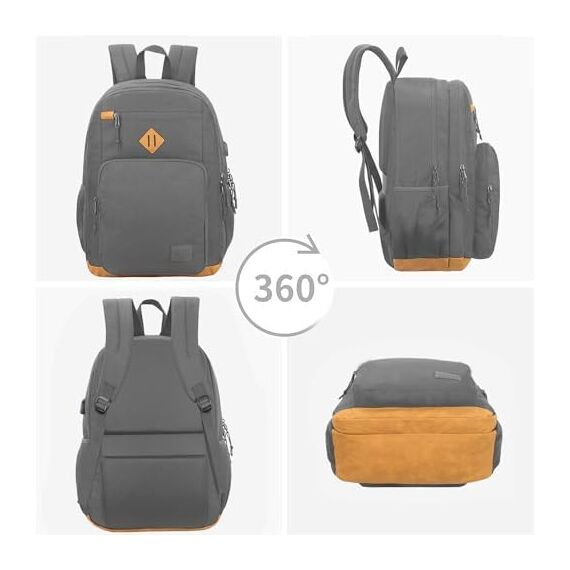 KEOFID Laptop Rucksack für Herren Damen, Großer Schulrucksack für Jungen, Mädchen und Teenager, Anti-Diebstahl Computer Rucksack, 15,6 Zoll Laptop, Handgepäck Rucksack(Grau19inches)