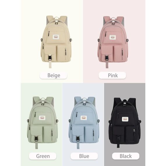 FIORETTO schulrucksack Teenager Mädchen Damen Schulranzen Schultasche School Bag Rucksack Schule 14" Laptopfach, Wasserabweisend & Leicht Grün